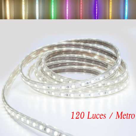 TIRAS DE LED MANGUERA LUZ (120 Luces/Metro) Color Amarillo 220V INTERIOR IP65 ALTA ILUMINACION