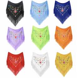 Manton Bordado en Flores Para Adulta. Mantones Flamenco Sevillana para fiesta