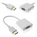 Cable Adaptador Convertidor De HDMI macho a VGA hembra Tv monitor Full HD blanco